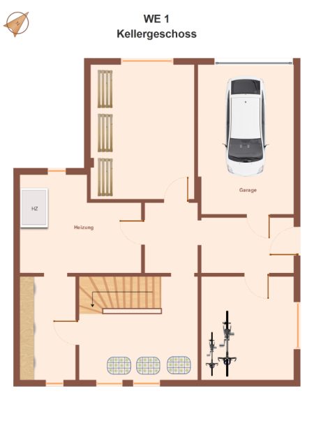 Grundriss des Kellergeschosses der Wohneinheit 1